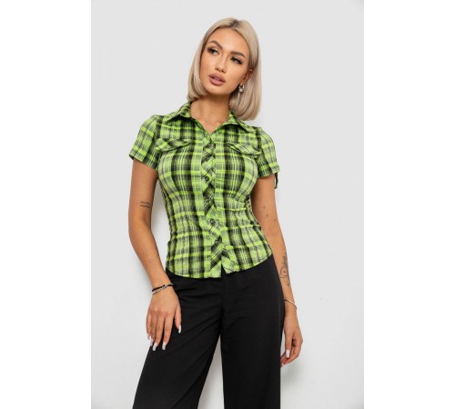 Сорочка жіноча в клітинку, колір салатовий, 230R065