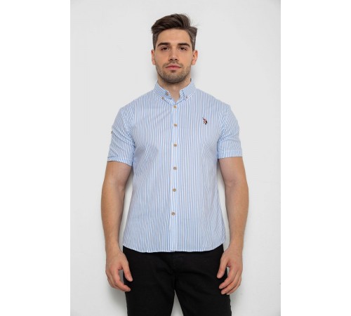 Рубашка мужская в полоску, цвет бело-голубой, 214R835