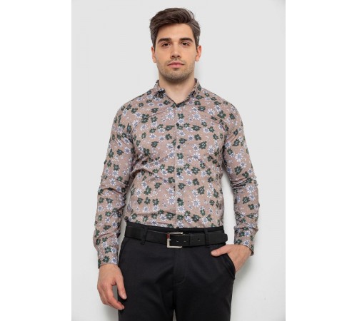 Рубашка мужская с принтом, цвет мокко, 214R1036