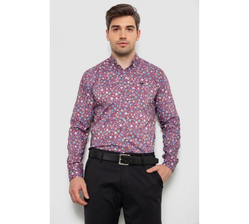 Рубашка мужская с принтом, цвет бордовый, 214R2699