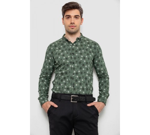 Рубашка мужская с принтом, цвет хаки, 214R808