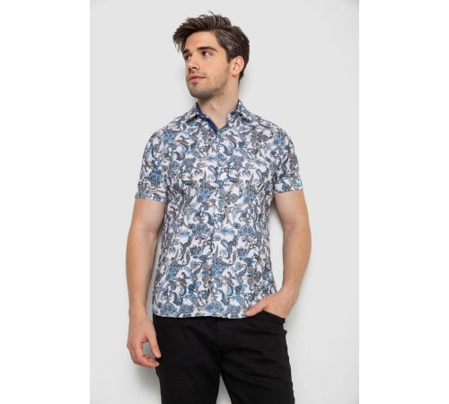 Рубашка мужская с коротким рукавом, цвет синий, 214R582