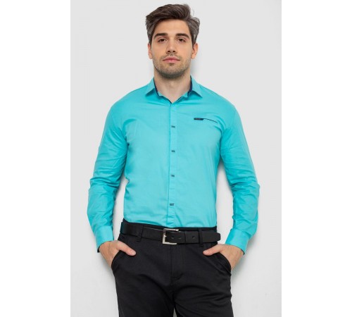 Рубашка мужская, цвет бирюзовый, 214R7008