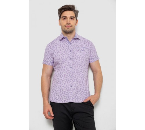 Рубашка мужская с коротким рукавом, цвет сиреневый, 214RG601