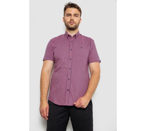 Рубашка мужская в клеточку, цвет розовый, 214R4564-2