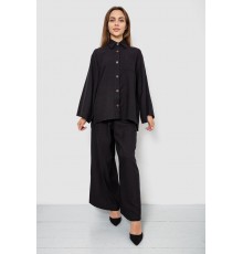 Костюм жіночий вільного крою жатка, колір чорний, 102R5264