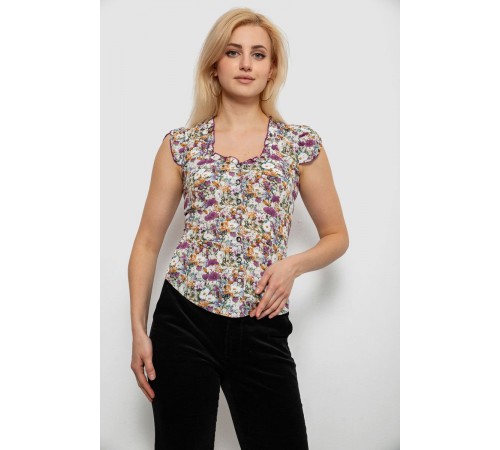 Блуза c цветочным принтом, цвет фиолетовый, 230R262