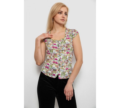 Блуза з квітковим принтом, колір фуксія, 230R262