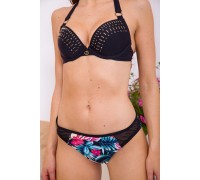 Купальник з формованою чашкою, чорного кольору з принтованим низом, 131R155700