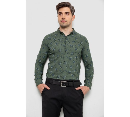 Рубашка мужская с принтом, цвет хаки, 214R1043