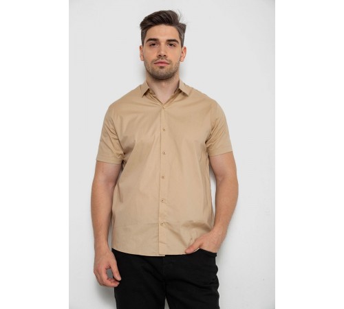 Рубашка мужская однотонная, цвет светло-бежевый, 214R7327-2