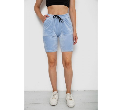 Шорты женские однотонные велюровые, цвет голубой, 238R58169