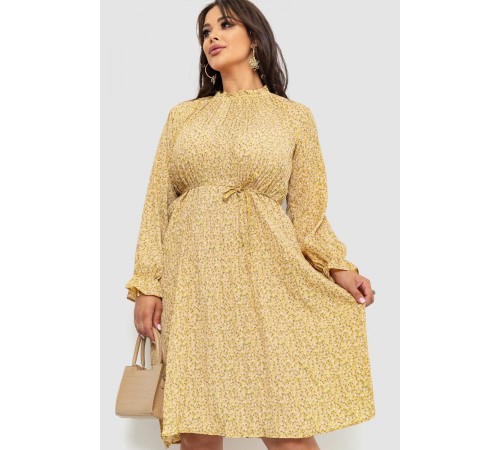 Сукня вільного крою шифонова, колір гірчичний, 204R701-1