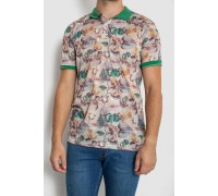 Поло мужское с принтом, цвет бежево-зеленый, 247R314