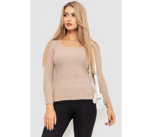 Водолазка жіноча в рубчик, колір бежевий, 204R9024