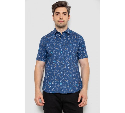Рубашка мужская с принтом, цвет джинс, 214R6917-91