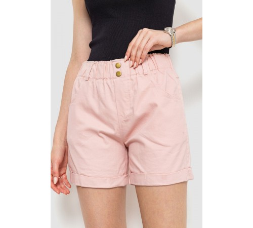 Шорти жіночі на резинці з манжетом, колір пудровий, 214R638