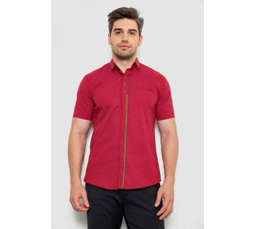 Рубашка мужская с принтом, цвет бордовый, 214R7017