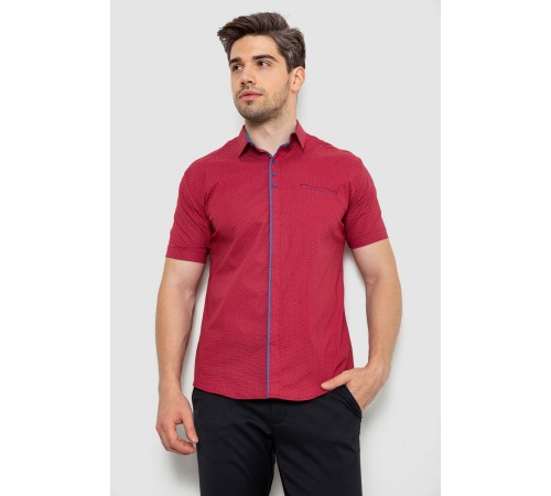 Рубашка мужская с принтом, цвет бордовый, 214R7028