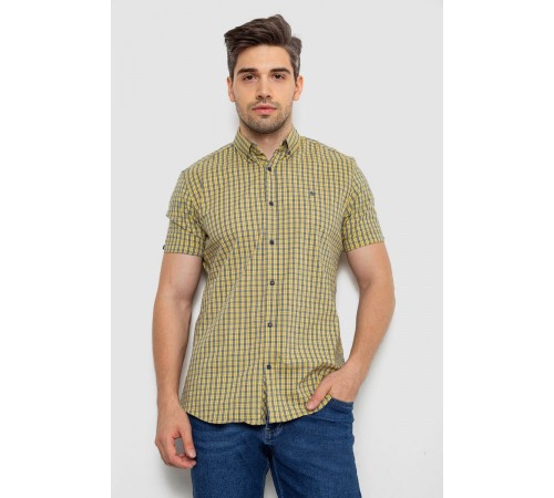 Рубашка мужская в клетку, цвет желтый, 214R2445