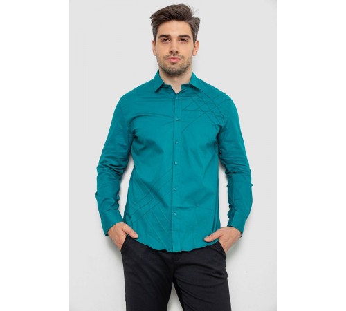 Рубашка мужская однотонная, цвет зеленый, 214R7466