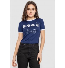 Футболка-топ жіноча з принтом, колір синій, 244R604