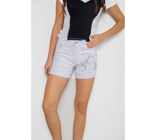 Шорти жіночі джинсові стрейчові, колір білий, 247R2675