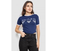 Футболка-топ женская с принтом, цвет синий, 244R504