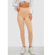 Лосини однотонні в рубчик, колір бежевий, 244R312-5