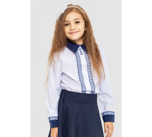 Блуза для девочек нарядная, цвет бело-синий, 172R205-5