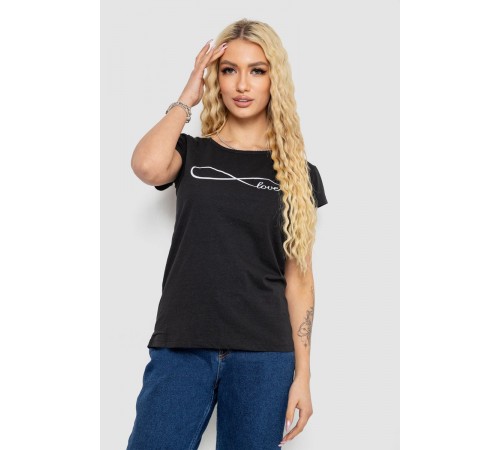 Футболка женская с принтом, цвет черный, 244R2207