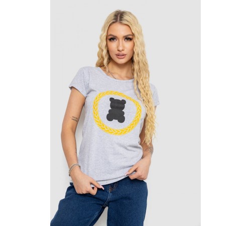 Футболка жіноча з принтом, колір сірий, 244R2216