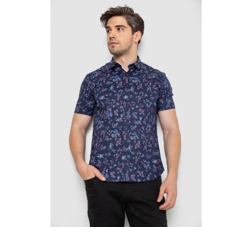 Рубашка мужская с принтом, цвет темно-синий, 214R6917-9