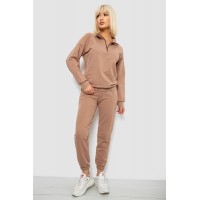 Спортивный костюм женский однотонный, цвет мокко, 244R1069AG