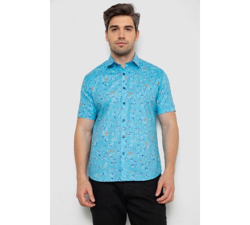 Рубашка мужская с принтом, цвет голубой, 214R6917-91