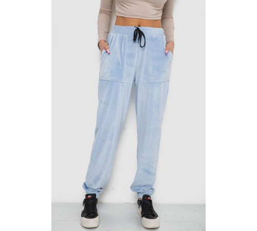 Штани жіночі велюрові, колір блакитний, 238R58168