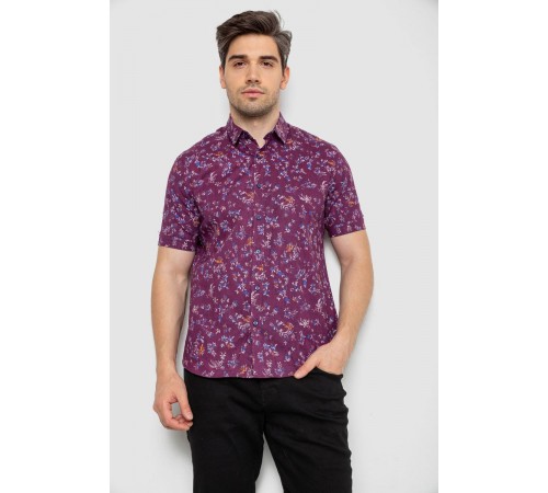 Рубашка мужская с принтом, цвет сливовый, 214R6917-91