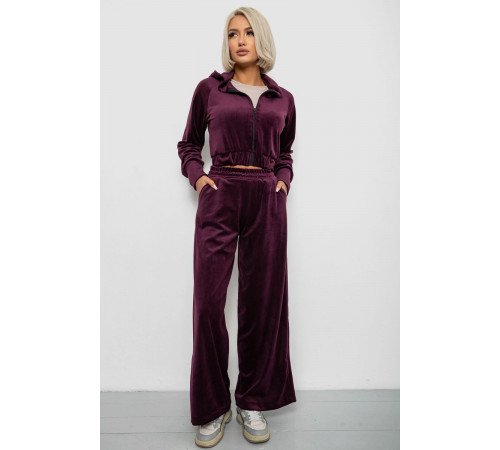 Спортивный костюм женский велюровый, цвет сливовый, 257R4125