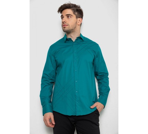 Рубашка мужская однотонная, цвет зеленый, 214R7466-1