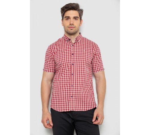Рубашка мужская в клетку, цвет красный, 214R832