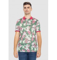 Поло мужское с принтом, цвет зелено-розовый, 247R315