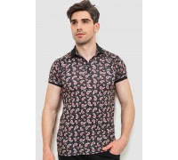 Поло мужское с принтом, цвет черный, 214R7003-1