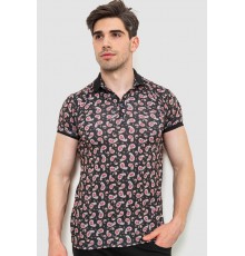 Поло мужское с принтом, цвет черный, 214R7003-1