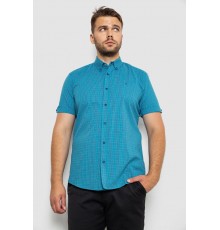 Рубашка мужская в клеточку, цвет бирюзовый, 214R4564