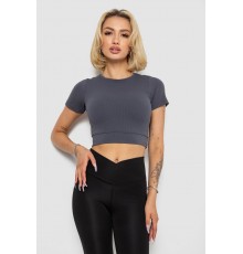 Футболка - топ жіноча в рубчик, колір темно-сірий, 238R58210