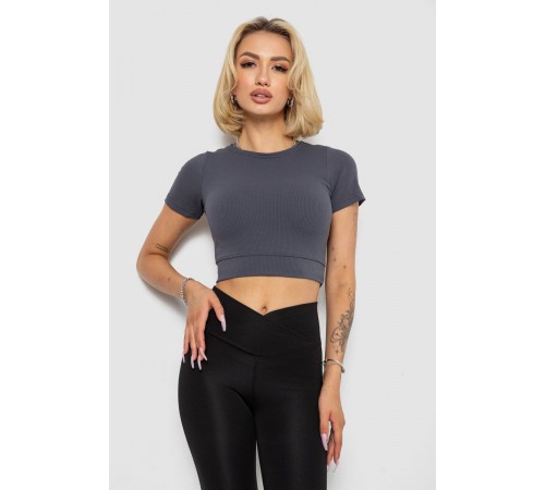 Футболка - топ женская в рубчик, цвет темно-серый, 238R58210