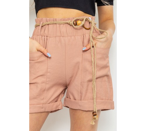 Шорти жіночі з поясом, колір пудровий, 214R1704