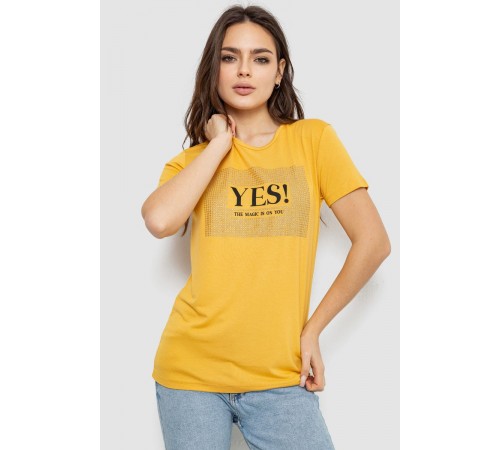 Футболка жіноча з принтом, колір жовтий, 244R507