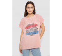 Футболка женская с принтом, цвет пудровый, 244RW532