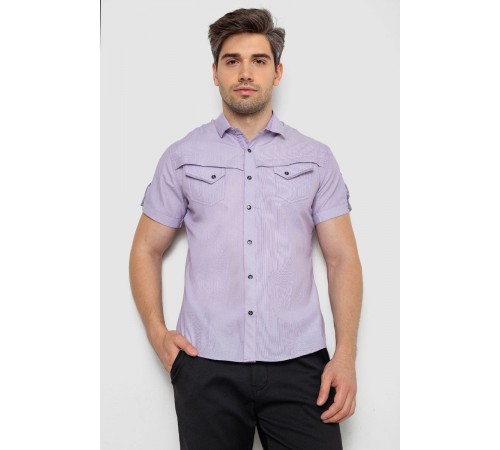 Рубашка мужская с коротким рукавом, цвет сиреневый, 214R3121